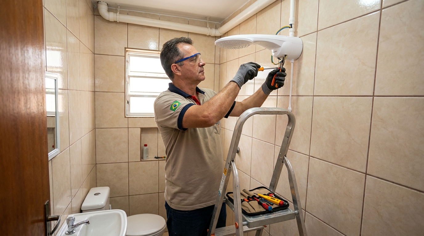 Substituição de Chuveiro Antigo em Franca‑SP